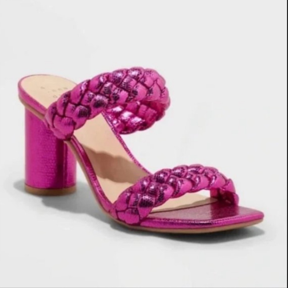 NWOT A New Day Basil Mule Heels Metallic Pink size 10